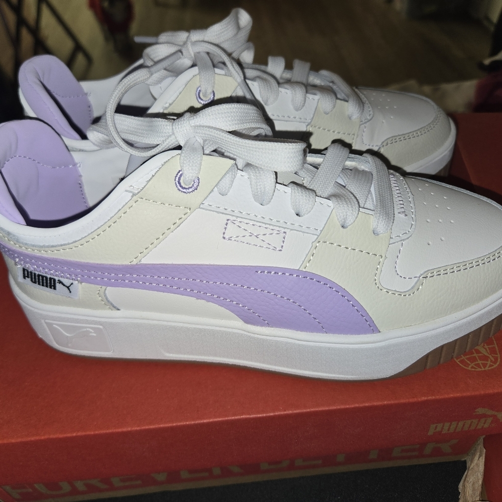 Puma White and Lavender Sneakers